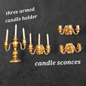 Dollhouse Brass Candle Holders Wall Sconces New Unused Vintage
